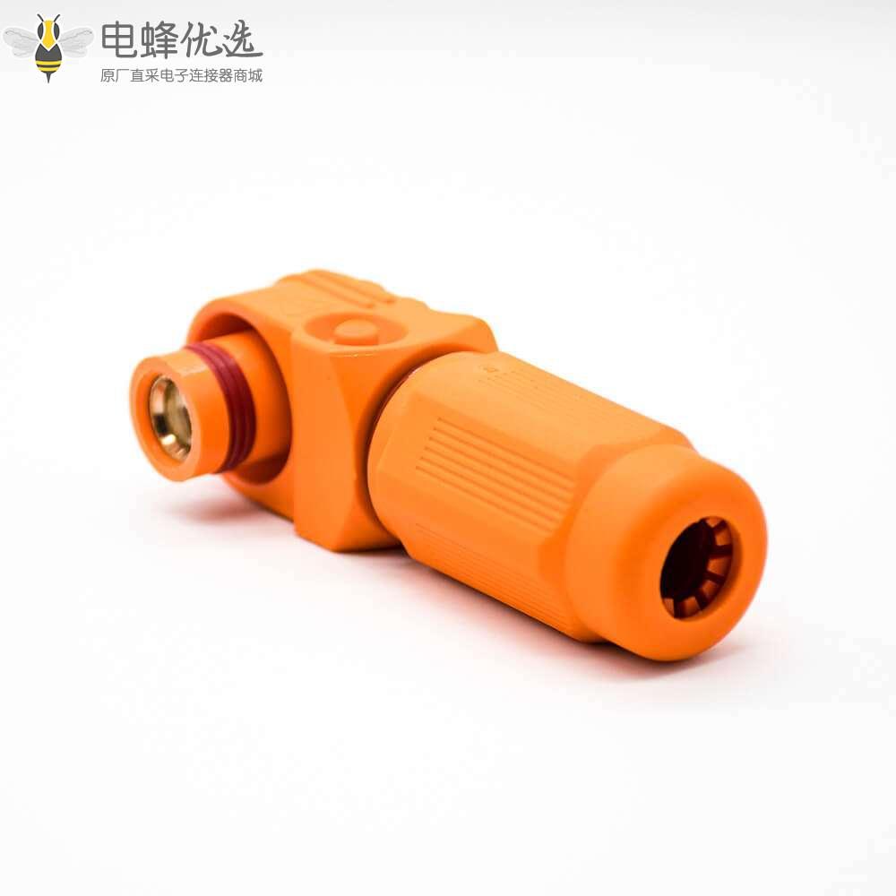 新能源電源儲(chǔ)能連接器14mm單芯塑料400A橙色I(xiàn)P67接線彎式插頭